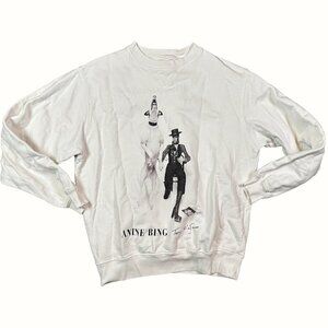 Anine Bing David Bowie Crew Neck Sweatshirt Terry O'Neill Sz X-Small Black White